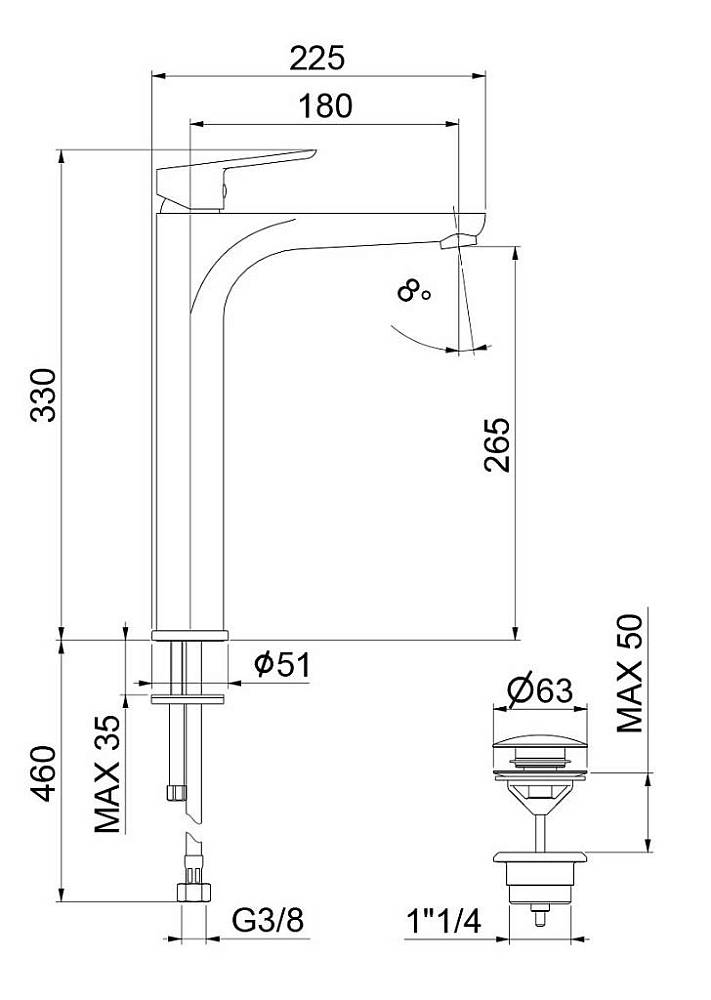 Смеситель для раковины Webert Sax Evolution SE830402740 белый матовый купить в интернет-магазине сантехники Sanbest