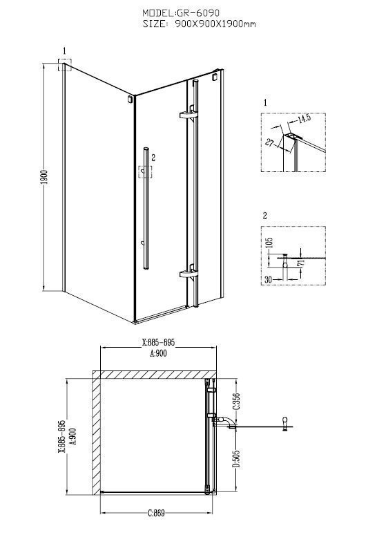 Душевой уголок Grossman Style GR-6090 90x90 купить в интернет-магазине Sanbest