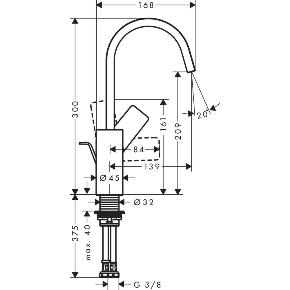 Смеситель для раковины Hansgrohe Vivenis 75030670 черный матовый купить в интернет-магазине сантехники Sanbest