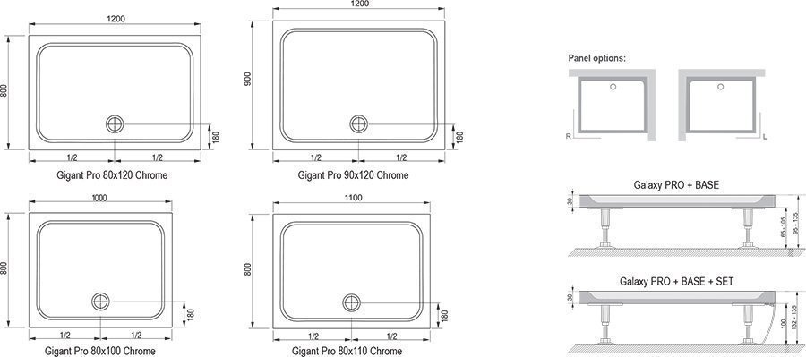 Душевой поддон Ravak Gigant Pro Chrome 110x80 купить в интернет-магазине Sanbest