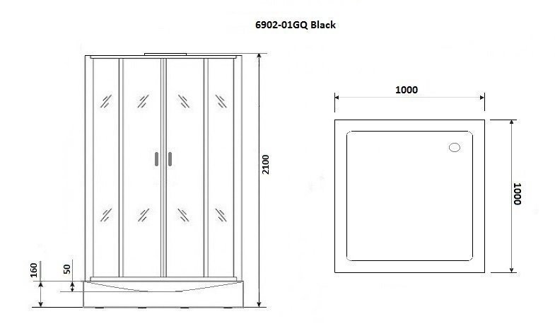 Душевая кабина с сенсором Niagara Premium NG- 6902-01GQ BLACK 100x100 купить в интернет-магазине Sanbest