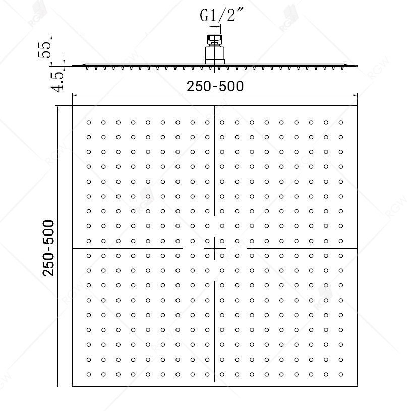 Верхний душ RGW Shower Panels SP-82B 3D 400x400 мм Черный купить в интернет-магазине сантехники Sanbest