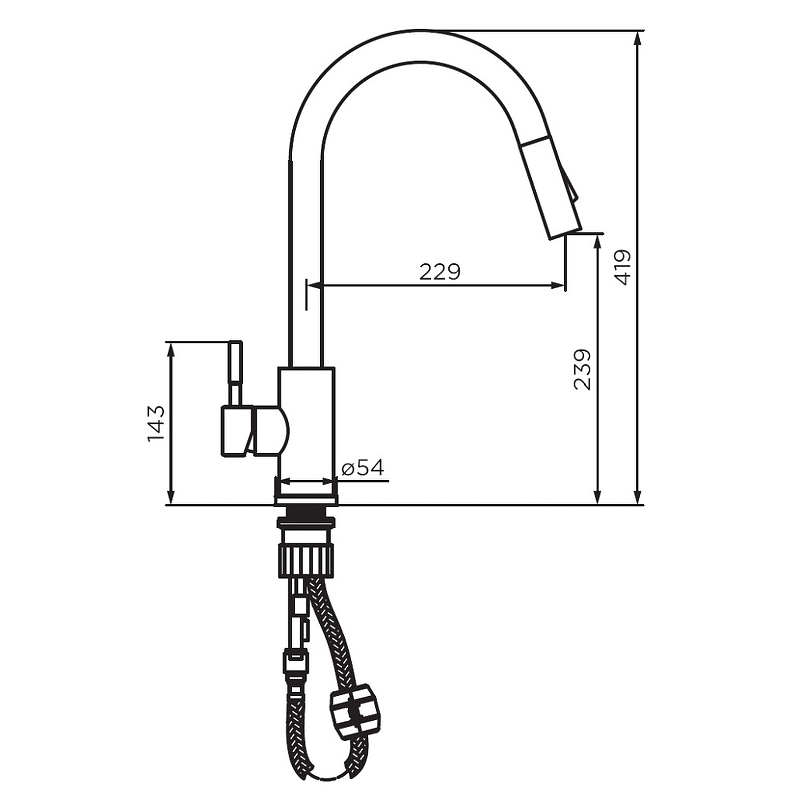 Смеситель для кухни Dorff Logic D3007522 черный матовый купить в интернет-магазине сантехники Sanbest