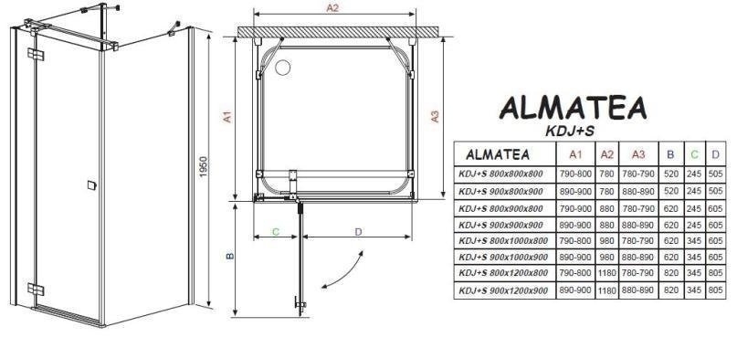 Душевой уголок Radaway Almatea KDJ+S 80х120 купить в интернет-магазине Sanbest