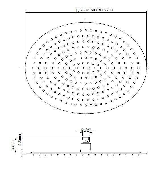 Верхний душ RGW Shower Panels SP-83-25 250x150 купить в интернет-магазине сантехники Sanbest