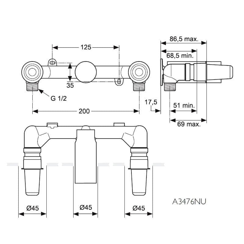 Скрытая часть для настенного смесителя Ideal Standard CELIA A3476NU купить в интернет-магазине сантехники Sanbest