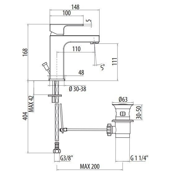 Смеситель для раковины Gattoni Kubik 2541/25 купить в интернет-магазине сантехники Sanbest