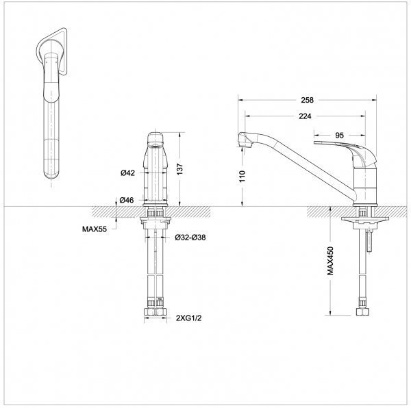 Смеситель для кухни BRAVAT Fit F7135188CP-RUS купить в интернет-магазине сантехники Sanbest