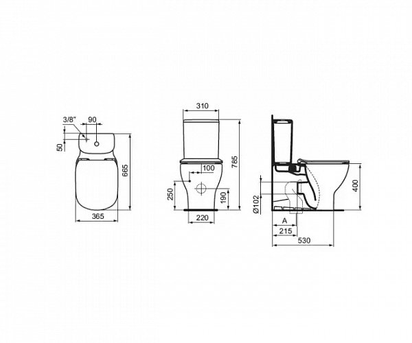 Унитаз напольный Ideal Standard Tesi T008201 с бачком T356801 купить в интернет-магазине Sanbest