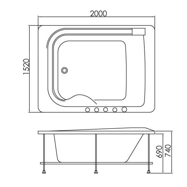 Ванна акриловая Gemy Water Channel G9265 K 200x152 купить в интернет-магазине Sanbest