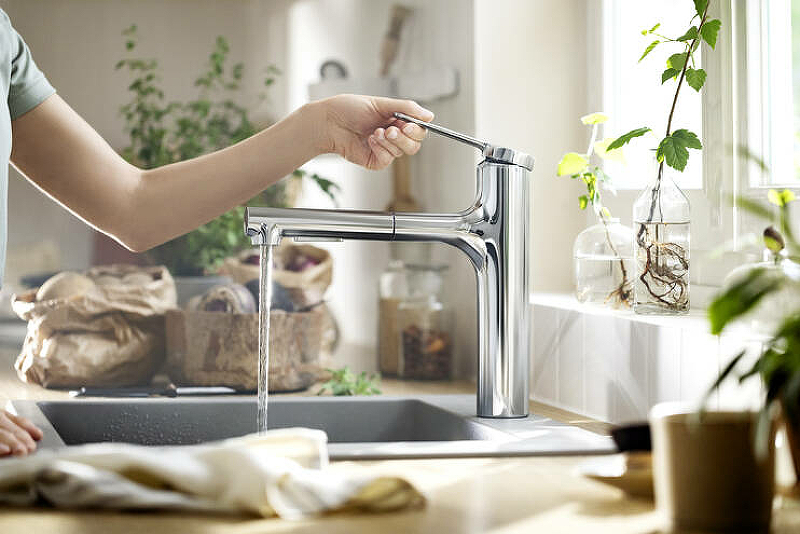 Смеситель для кухни Hansgrohe Zesis M33 74801800 нержавеющая сталь купить в интернет-магазине сантехники Sanbest