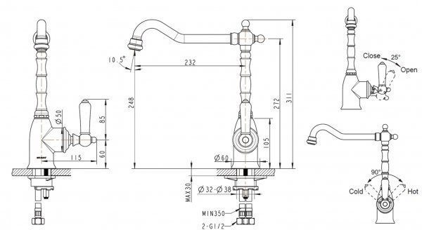 Смеситель для кухни BRAVAT Art F775109C-1 купить в интернет-магазине сантехники Sanbest