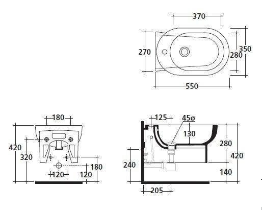 Биде подвесное Galassia M2 5246 купить в интернет-магазине Sanbest