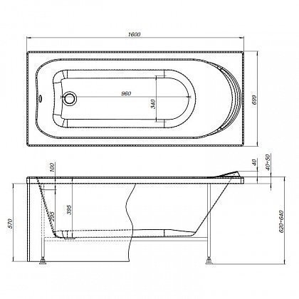 Акриловая ванна Aquanet Nord 160x70 205533 с к/с купить в интернет-магазине Sanbest