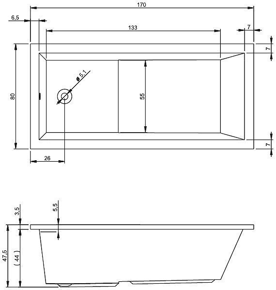 Ванна акриловая Riho Lusso Plus 170x80 купить в интернет-магазине Sanbest