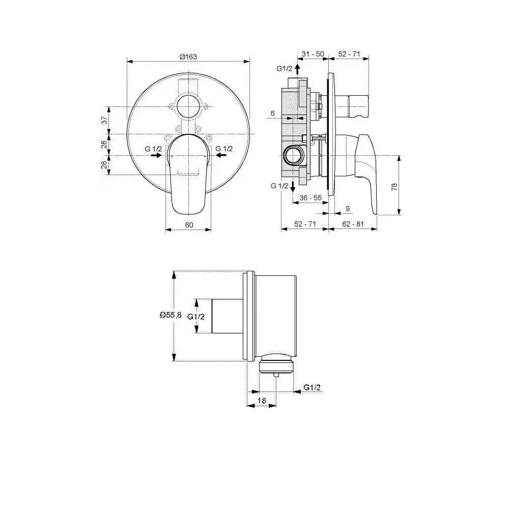 Душевая система Ideal Standard Idealrain Ceraflex BC447AA купить в интернет-магазине сантехники Sanbest