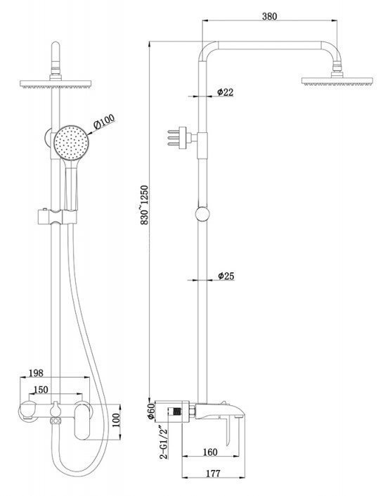 Душевая колонна Bravat PURE F6335369CP-A-RUS купить в интернет-магазине сантехники Sanbest