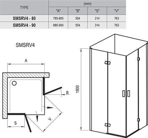 Душевой угол Ravak Smartline SMSRV4 90x90 купить в интернет-магазине Sanbest