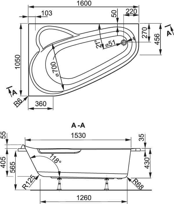 Ванна акриловая Vagnerplast Selena 160x105 купить в интернет-магазине Sanbest