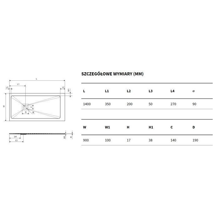 Душевой поддон Excellent Arda 140x90 черный купить в интернет-магазине Sanbest