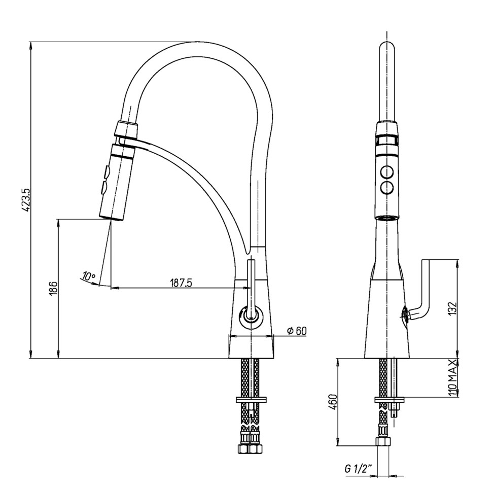 Смеситель esko черный для кухни. Смеситель для кухни Webert Viper vp920602564 черный хром с гибким изливом.