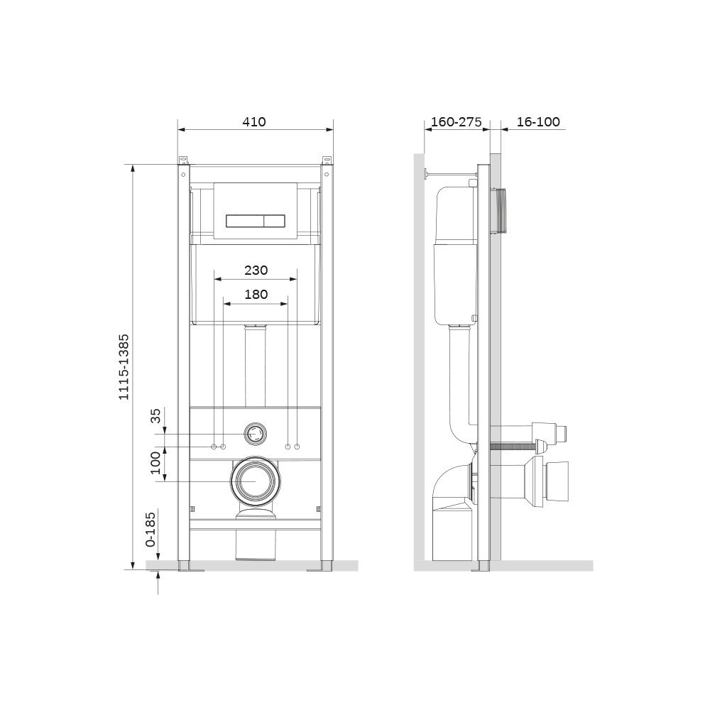 Инсталляция для унитаза AM.PM START I012703.0201 с клавишей/глянец белый купить в интернет-магазине сантехники Sanbest