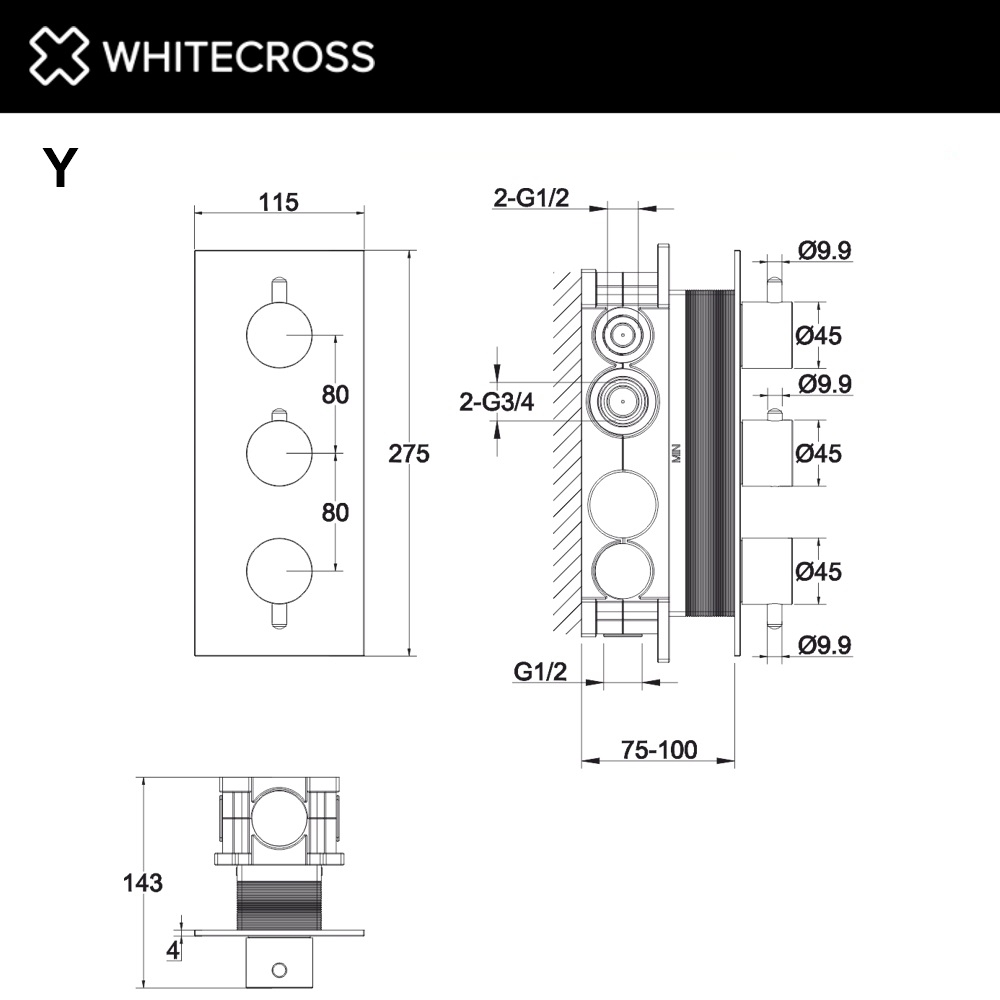 Смеситель для душа WhiteCross Y Y1238CR хром купить в интернет-магазине сантехники Sanbest