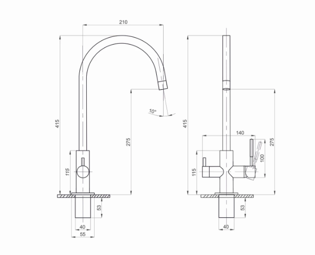 Смеситель для кухни 35k MIXLINE MLSS-03202 серый купить в интернет-магазине сантехники Sanbest