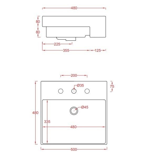 Раковина подвесная Artceram QUADRO Semincasso 50х48 купить в интернет-магазине Sanbest