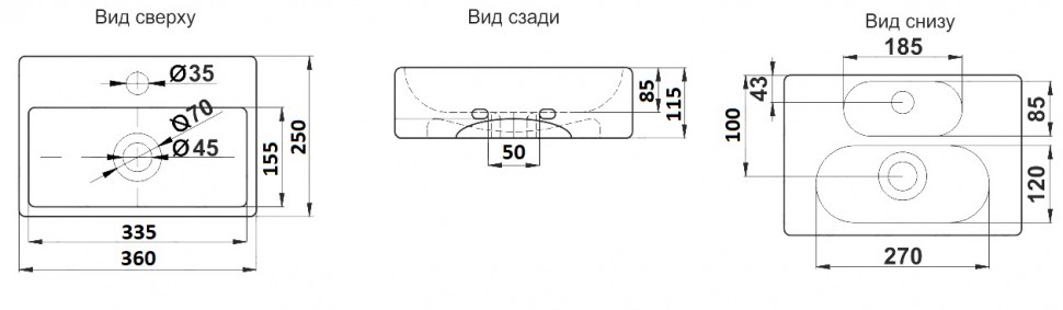 Раковина Ceramalux N 36 9135/1 белая купить в интернет-магазине Sanbest