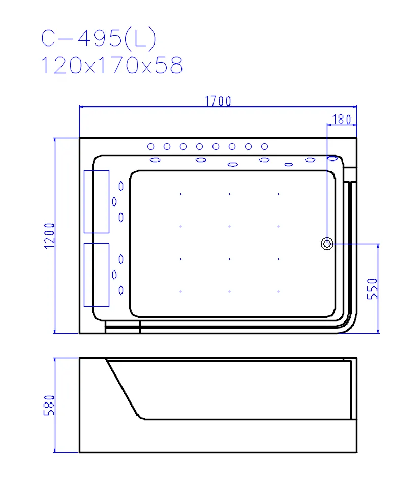 Акриловая ванна CeruttiSpa C-495L 170x120 купить в интернет-магазине Sanbest