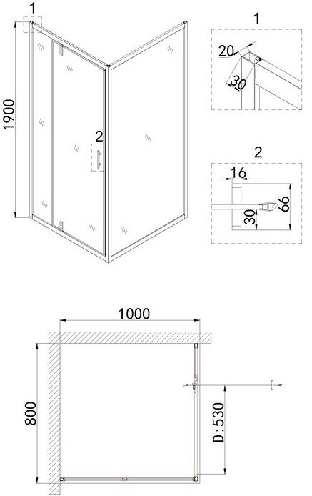 Душевой уголок Niagara Nova NG-83-8AB-A100B 80x100 купить в интернет-магазине Sanbest