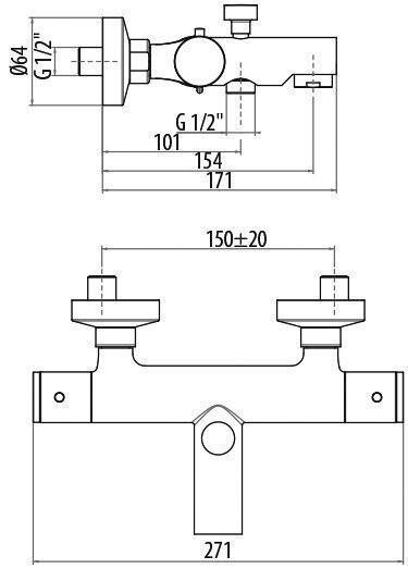 Смеситель для ванны Gattoni Termostatici TS21022C0 купить в интернет-магазине сантехники Sanbest