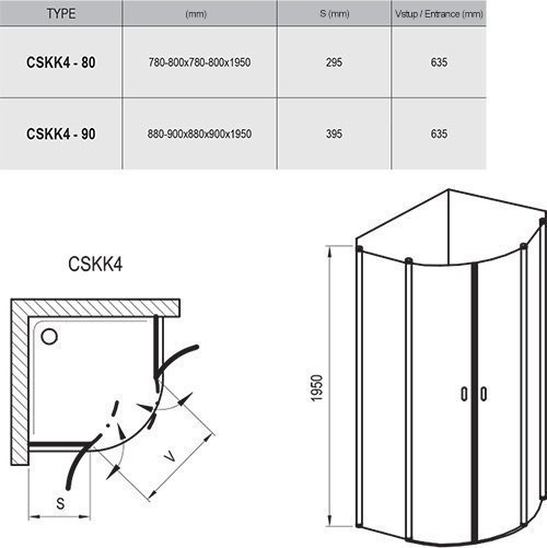 Душевой уголок Ravak Chrome CSKK4 80х80 профиль блестящий/стекло прозрачное купить в интернет-магазине Sanbest