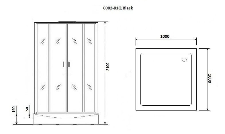 Душевая кабина Niagara Premium NG- 6902-01Q BLACK 100x100 купить в интернет-магазине Sanbest