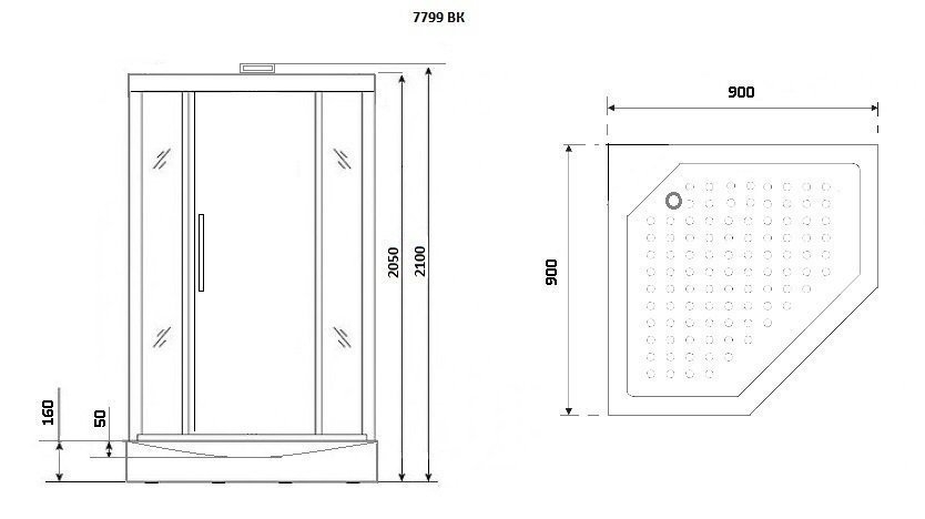 Душевая кабина Niagara Luxe NG-7799GBK 90x90 золото купить в интернет-магазине Sanbest