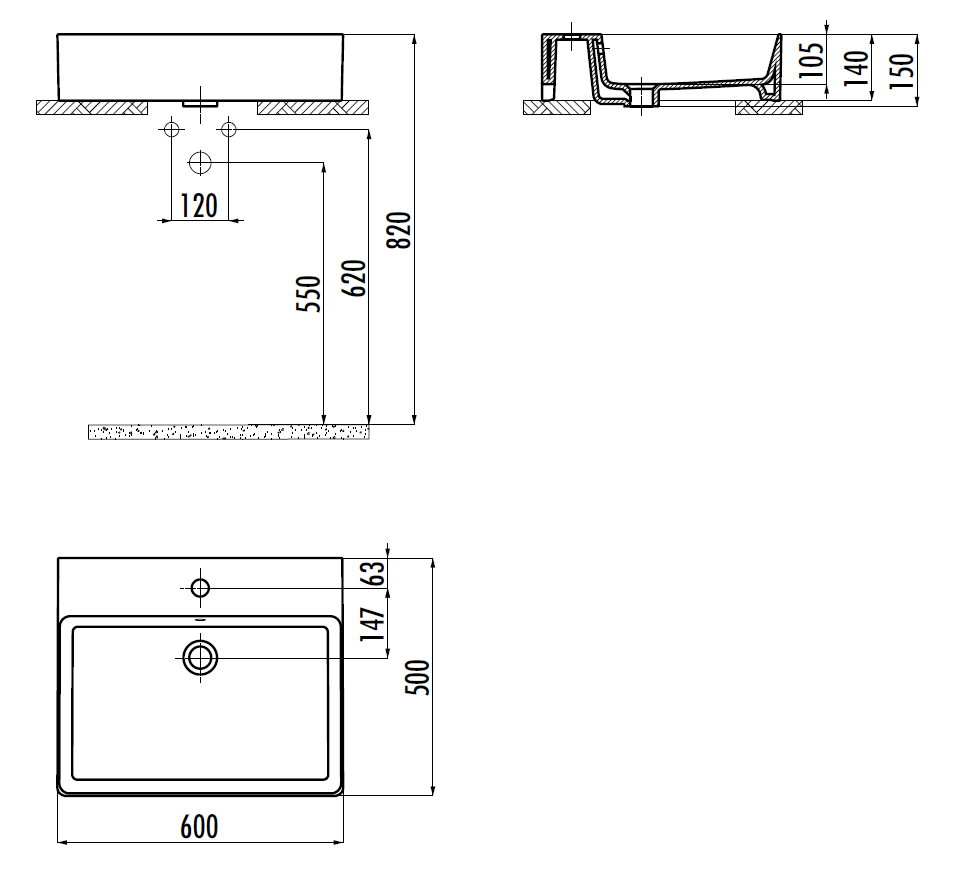 Раковина Creavit Volga 60 VX260-00CB00E-0000 белая купить в интернет-магазине Sanbest