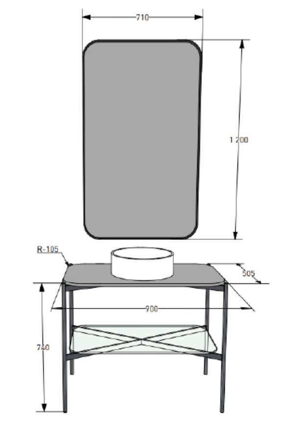 Консоль с раковиной Salini Grazia 27G109 90 черная для ванной в интернет-магазине сантехники Sanbest