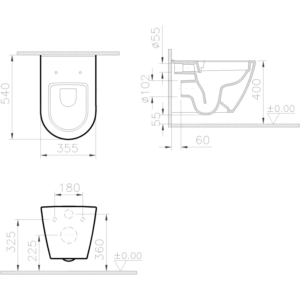 Унитаз Vitra Sanibelle 9878B003-7200 безободковый, с инсталляцией, с крышкой микролифт купить в интернет-магазине Sanbest