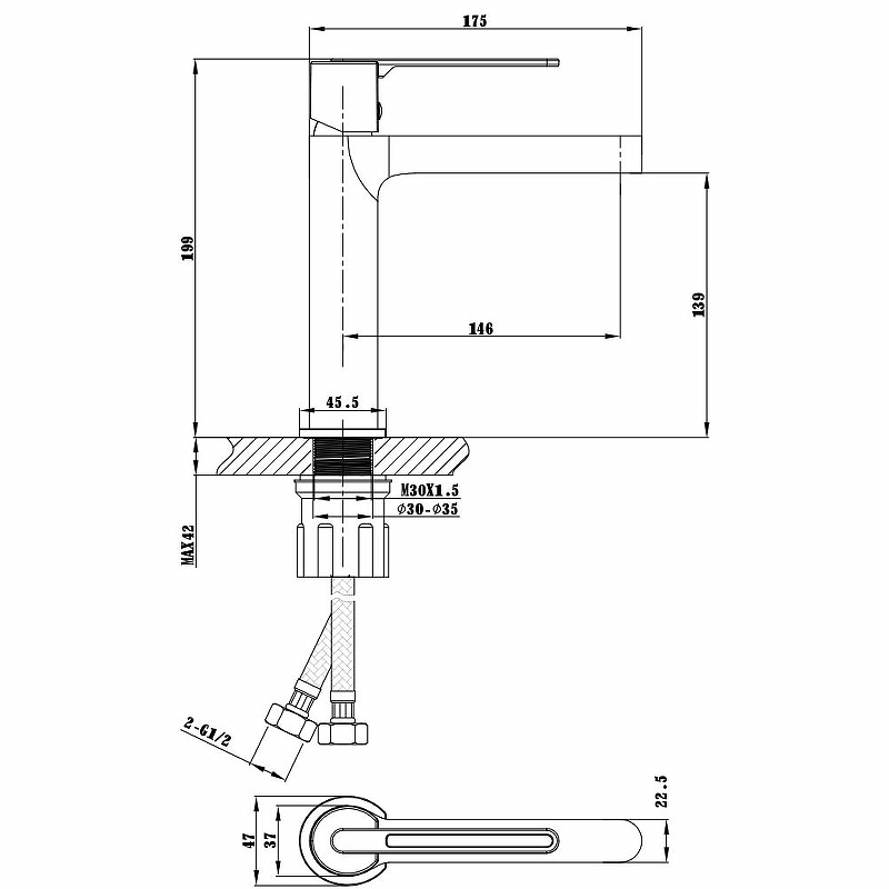 Смеситель для раковины Vincea Rondo VBF-1R1MB черный матовый купить в интернет-магазине сантехники Sanbest