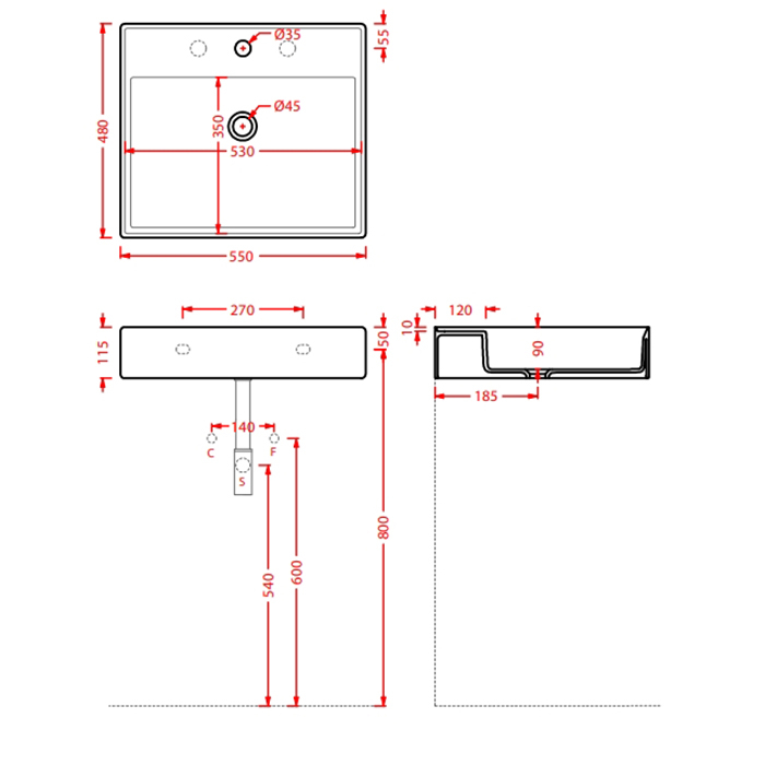 Раковина Artceram Scalino 55x48 Bianco Matt купить в интернет-магазине Sanbest