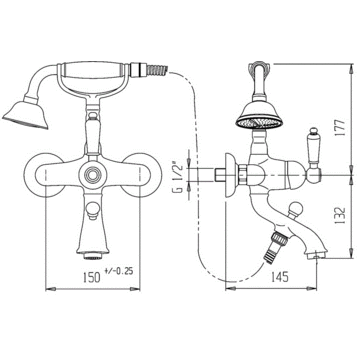 Смеситель для ванны Caprigo ADRIA–Uno 02-010 Бронза купить в интернет-магазине сантехники Sanbest