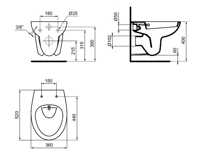 Унитаз подвесной с биде Ideal Standard Ecco W705501 купить в интернет-магазине Sanbest