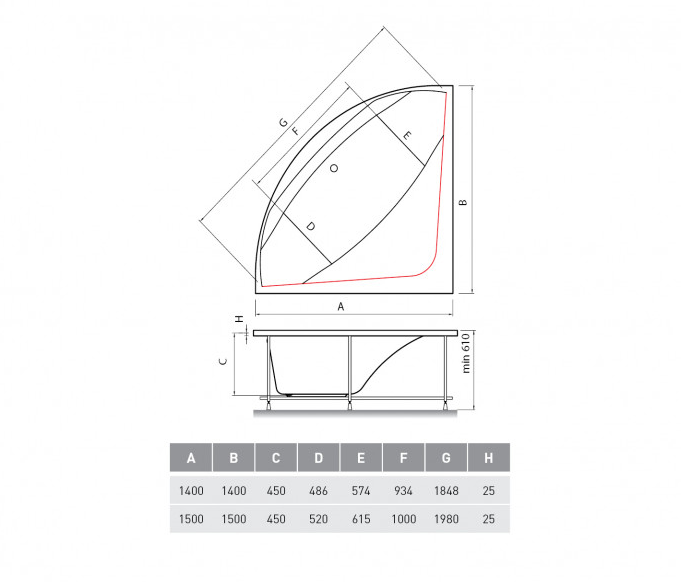 Акриловая ванна Vayer Boomerang 140x140 купить в интернет-магазине Sanbest