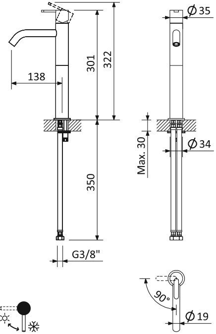 Смеситель для раковины Cezares Leaf LC2-MM купить в интернет-магазине сантехники Sanbest