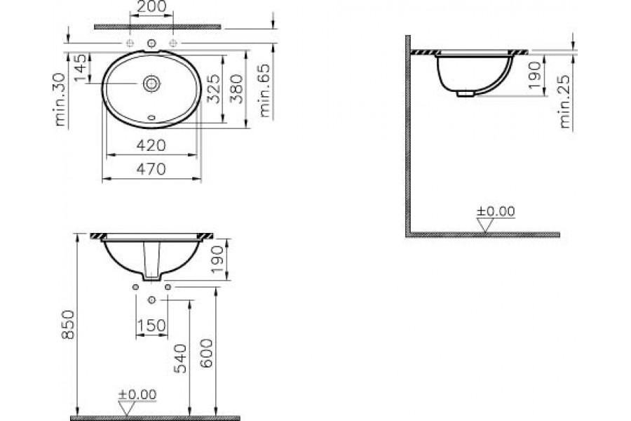 Раковина Vitra Arkitekt 42 6039B003-0012 купить в интернет-магазине Sanbest