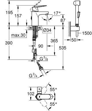 Смеситель для раковины Grohe Eurosmart Cosmopolitan 23433000 купить в интернет-магазине сантехники Sanbest