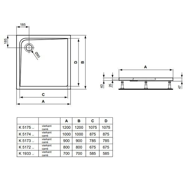 Душевой поддон Ideal Standard Ultra Flat K517301 90x90 купить в интернет-магазине Sanbest