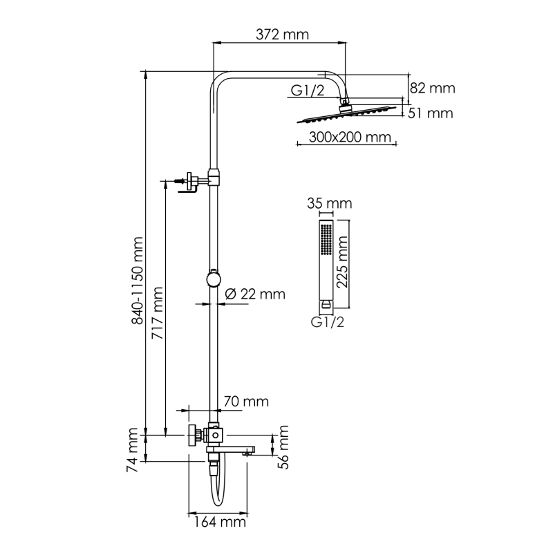 Душевая система WasserKraft Aisch 5500 SET2738 Thermo хром купить в интернет-магазине сантехники Sanbest