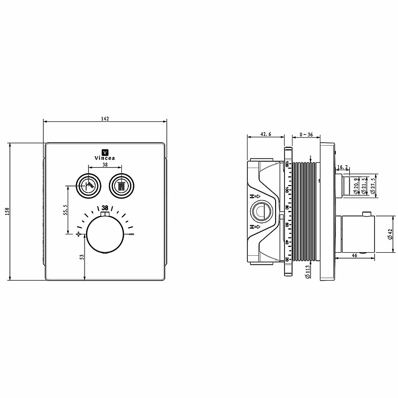 Душевая система Vincea Inspire VSFW-3I21T1MB черная матовая купить в интернет-магазине сантехники Sanbest